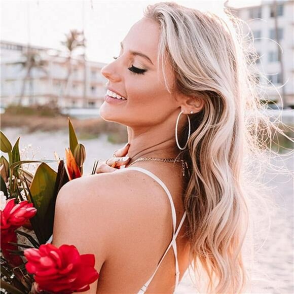 Sterling Silver Rhinestone Hoop Earrings Large Sparkly Cubic Zirconia Hoops Wome - Picture 5 of 7